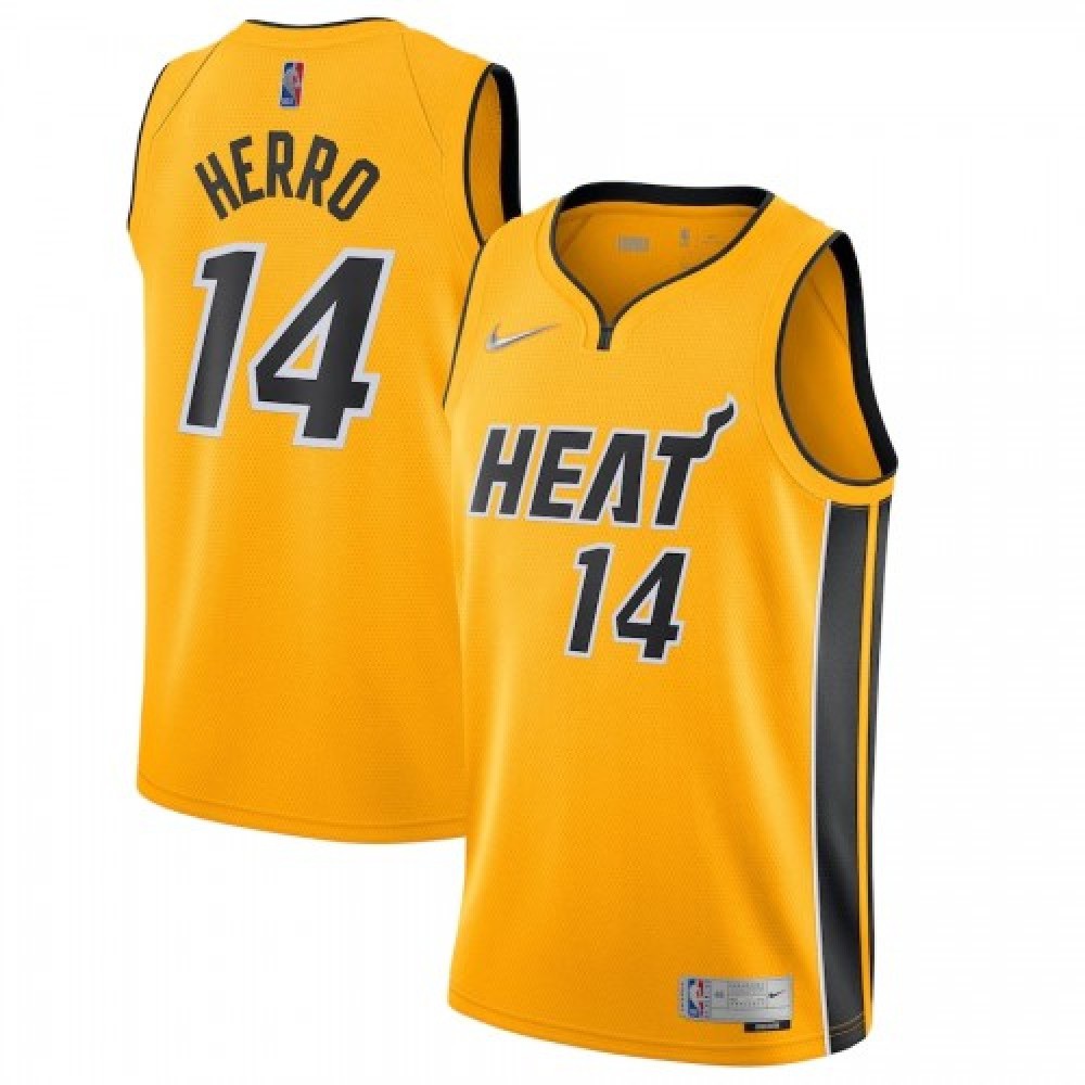 Men's Miami Heat Tyler Herro #14 Yellow 20/21 Swingman Jersey - Earned Edition-Pro Kit Vault | Brand New 26/27 Sports Jerseys